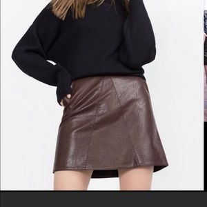 Zara Faux Leather Aline Mini Skirt